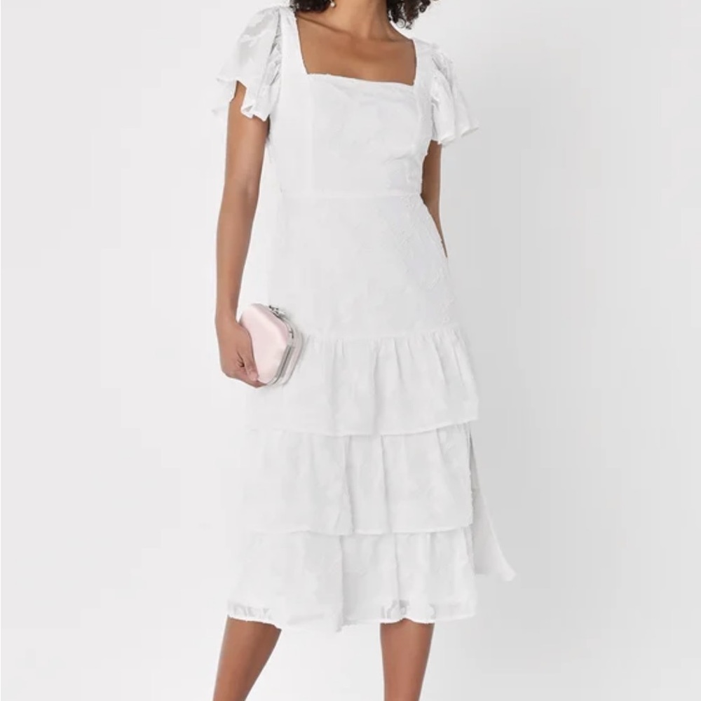 White tiered floral dress